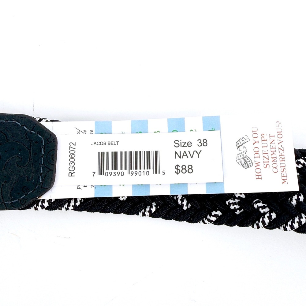 Robert Graham Jacob Belt Mens Size 38 Woven Braided Stretch Belt Navy Golf NEW - Picture 5 of 8